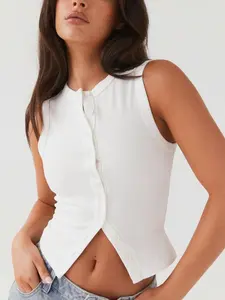 Women's Solid Button Front Sports Tank Top, Sporty Sleeveless Top, Sporty Cami Top for Summer, Ladies Sportswear for Indoor Outdoor Wear, Yoga Sports Vest