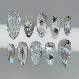 Glamorous Ballerina Press-On Nails, Medium Length Detachable Nail Tips, Nail Tips Art, Perfect for Halloween & Festival Looks, Ideal for Women & Girls