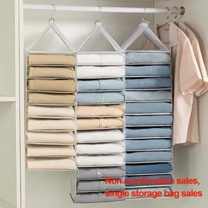 Multi-grid Clothes Hanging Organizer Storage, 1 Count Wardrobe Hangable Clothes Storage Bag, Household Clothes Storage Organizer Storage, Laundry Organizer, Summer Gift, Unique Furniture for Bedroom