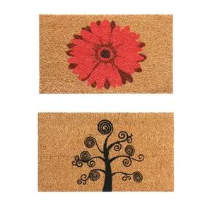 Rubber-Cal "Coir Home Doormats" - 2 Shoe Scraper Mats - 18" x 30"