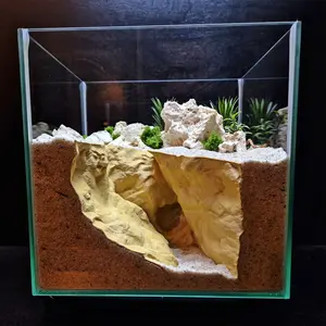 Fish Tank Cave Ornament Realistic Natural High Low Cliff Mountain Terrain Hideout for Small Fish Breeding and Aquarium Landscape Decoration