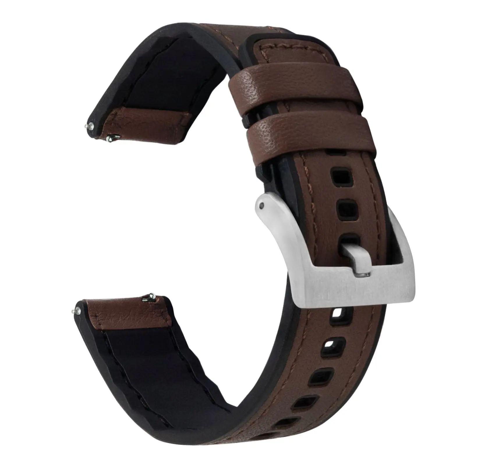 Coros Dark Brown Pittards Water Resistant Leather Silicone Base Watch Band