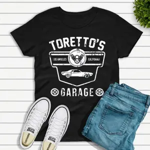 Toretto's Garage T-Shirt Fast And Furious Muscle Car Tee Top, Fast And Furious Shirt, Dominic Toretto Shirt, Race Car Shirt, Racing Shirt Casual Crewneck Cotton Menswear