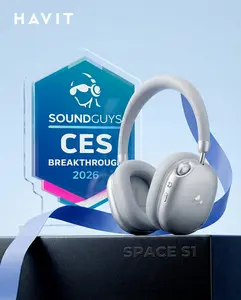 HAVIT SPACE S1 Hybrid Adaptive Active Noise Cancelling Headphones Wireless Space S1, Over Ear Headphones, Bluetooth 6.0, 100H Playtime, LHDC Hi-Res Sound, Custom EQ via App, Travel, Office, Home, Durable Audio Streaming Metal