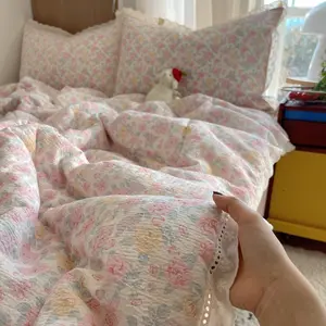 1piece Antibacterial Woven Summer Quilt, Floral Trim, Soft Breathable Non-Sweaty, Adult & Child Use, All-Season Comfort