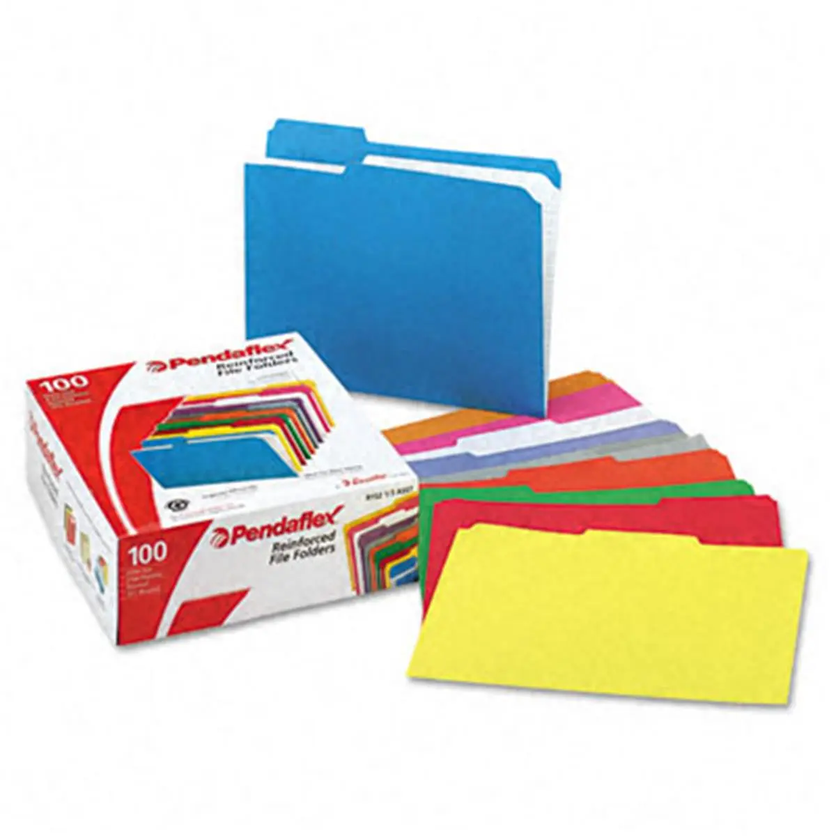 212 MAIN 2-Ply Reinforced File Folders, 1/3 Cut Top Tab with Reinforced Tab, Letter Size, Assorted Colors, Preprint Grid, 100/Box