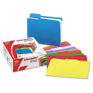 Pendaflex  Two-Ply- Reinforced File Folders- 1/3 Cut- Top Tab- Letter- Assorted- 100/Box