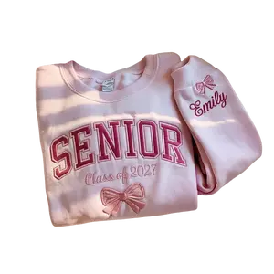 Senior Embroidered Sweatshirt Class of 2027 with Name, Senior 2027 Shirt, Personalized Graduation Gift for Her, Senior Girl Bow Crewneck