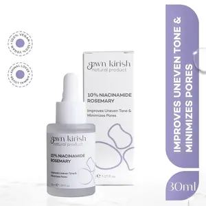 Gew'n Kirish 10% Niacinamide + Rosemary Pore Minimizing Serum - Natural Formula for Brightening, Reducing Uneven Tone & Minimizing Pores | Oil Control & Anti-Aging | 30 ml - Lightweight