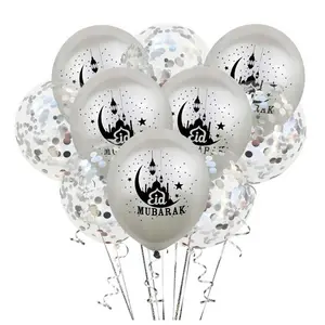 Islamic Holiday Decor | Eid Mubarak Balloons | 10 Pack - Silver