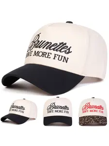 Unisex Brunettes Letter Pattern Five-Panel Baseball Cap, Adjustable Sun Protection Casual Hat, Suitable for Spring & Fall, Outdoor Travel Beach Vacation