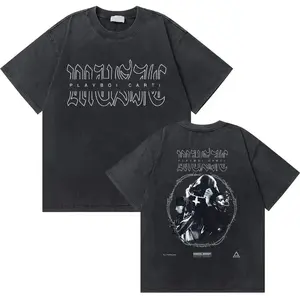 Hip Hop Trend Rapper I Am Music Playboi Carti Graphic Print T-shirt Men Washed Vintage T Shirt Male Opium Merch Tshirt 8SD