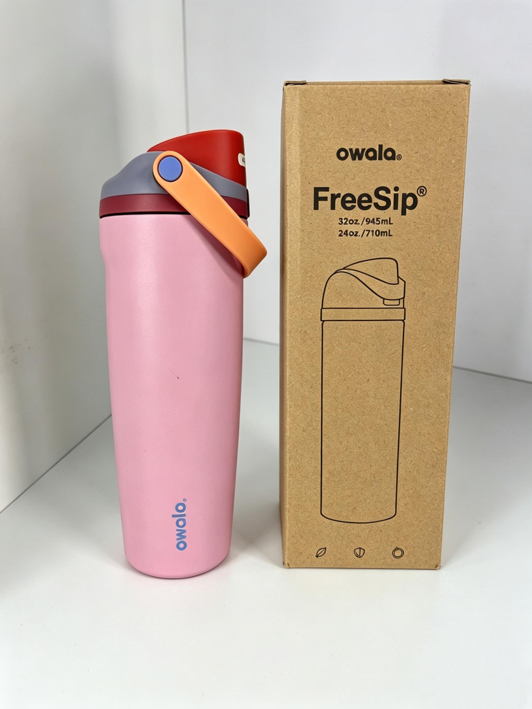 Owala FreeSip Insulated Tumbler 30oz Leak Proof Travel Cup with Straw Pastel Pink Reusable Stainless Steel Drinkware Flasks Mug Bottles Portable & Stylish - Bottled