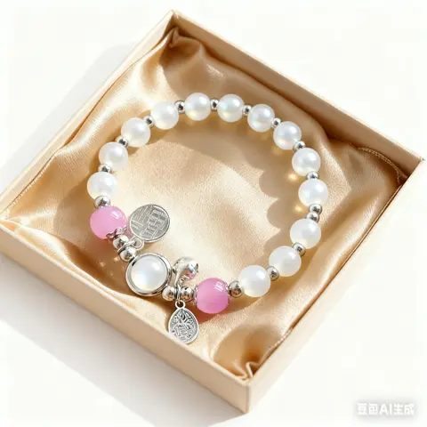 GNVO Cute Hair Clips - Elegant White Bead Hair Accessory with Pink Flower Design, Silver Accents, Floral Details for Easy Use, Everyday Wear (Adds Sweet Touch to Hairstyle)