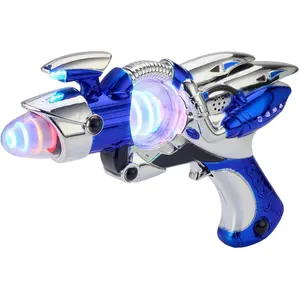 Light-Up Noise Blaster - Blue - 11.5 Inches - Super Spinning Space Sound Effects with Futuristic Power Galaxy Ranger FX for Party Favor, Novelty Toy, Party Bag Stuffer for Ages 5+