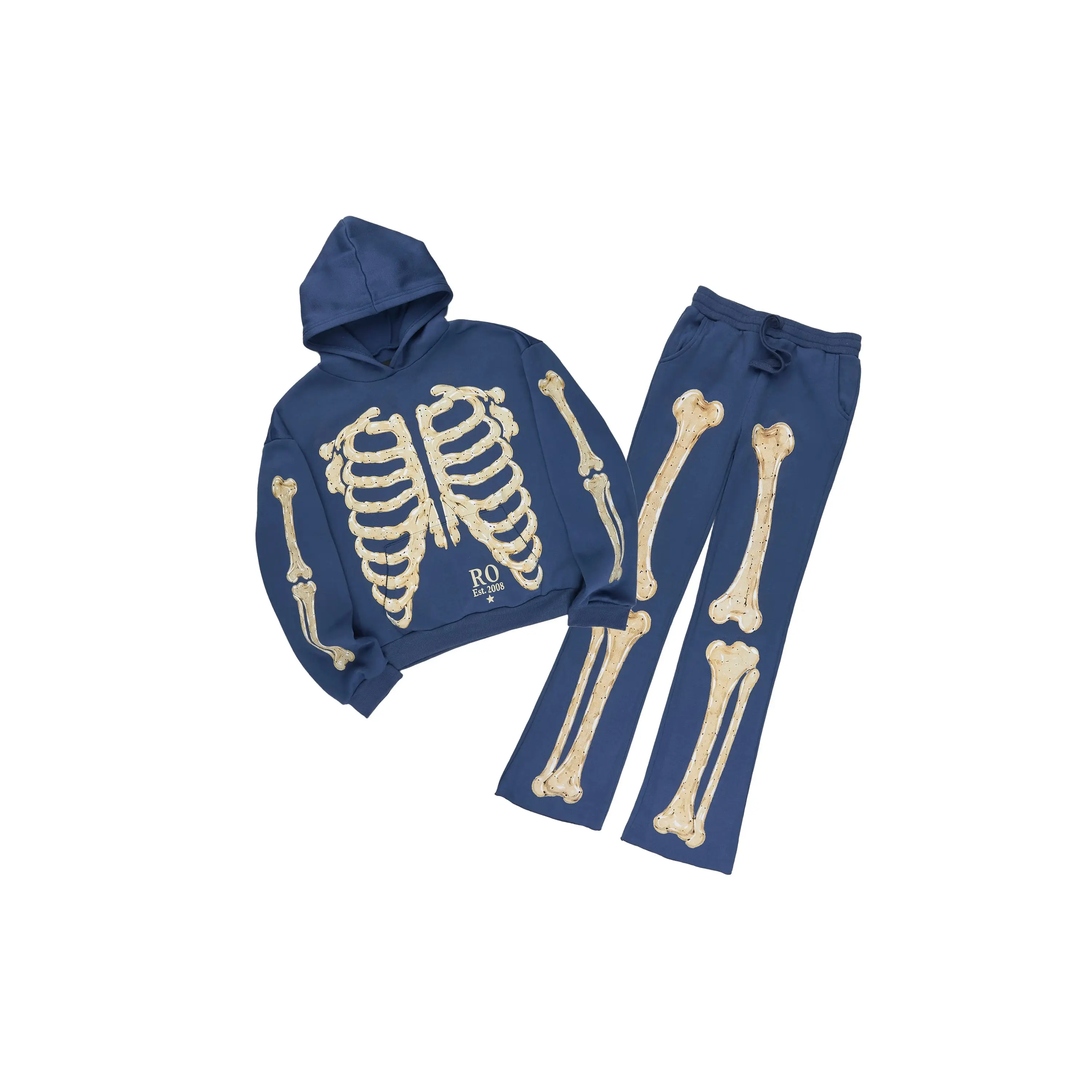 Boys Vermis Navy/Beige Stacked Hoodie Track Set