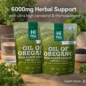 HiPlus 2-Pack 2-in-1 Oregano & Black Seed Oil 6000mg Supports Immune Health 300 Softgels Non-GMO Plant-Based