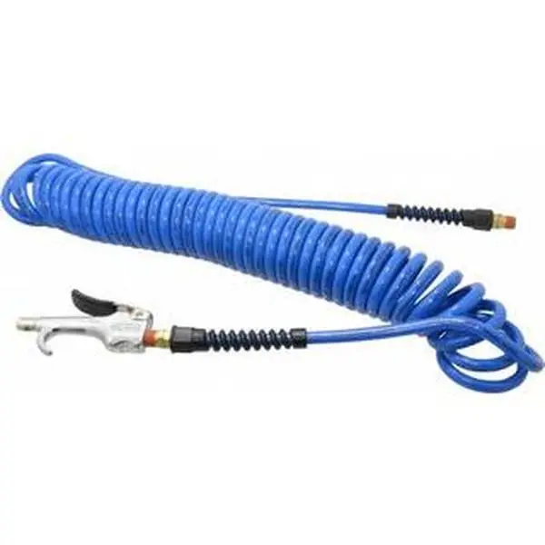 Coilhose Pneumatics 1/4" ID Thumb Lever Air Gun Assembly - 25 ft. Polyurethane Hose Power Tool Coilhose, 600-PU25B-B Air Blower for Industrial Use