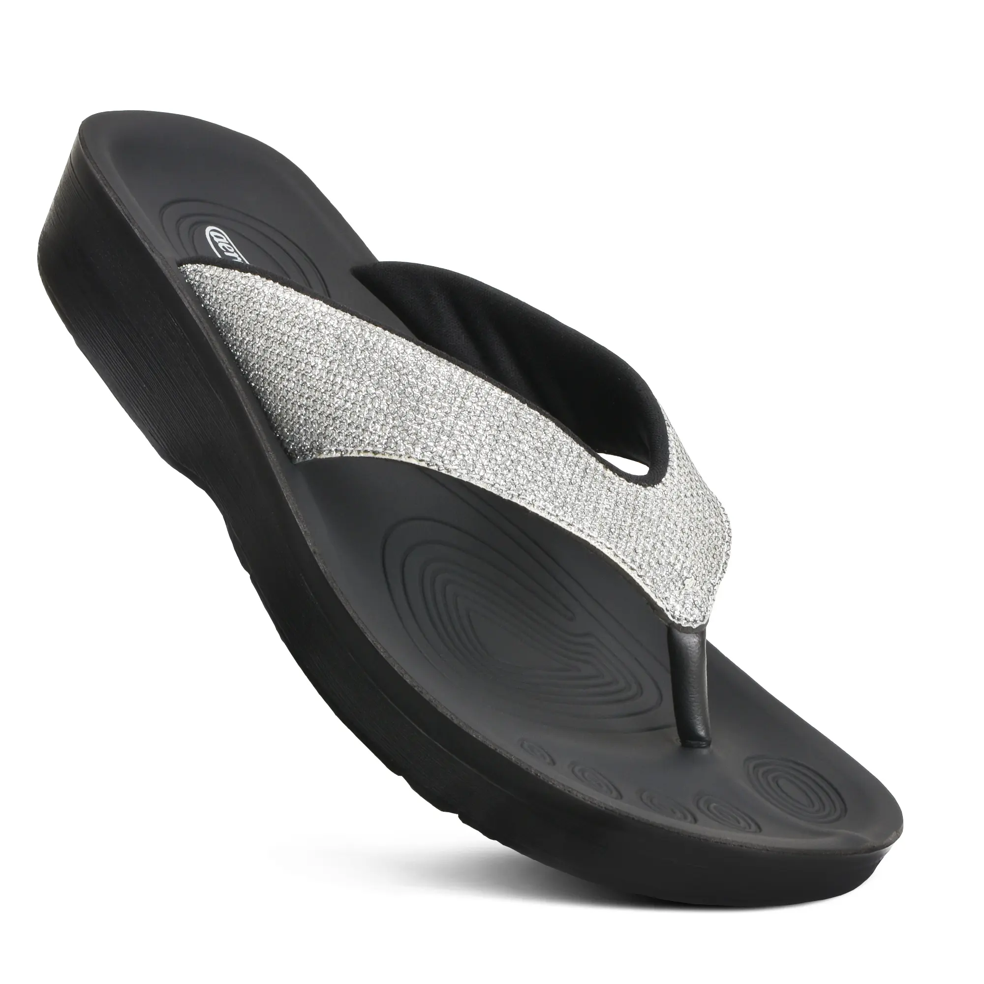 AEROTHOTIC – Aislynn Flip Flops for Women - Synthetic Leather - Padded Straps with Soft Thong - Non-Slip Sole