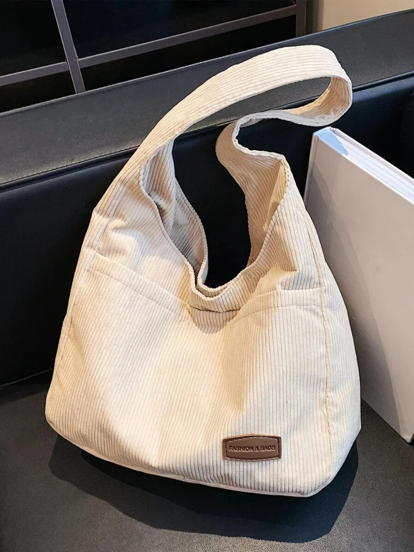 Women's Solid Color Corduroy Shoulder Bag, Fashionable Casual Versatile Minimalist Shoulder Clutch with Magnetic Button, Trendy All-match Commuter Bag