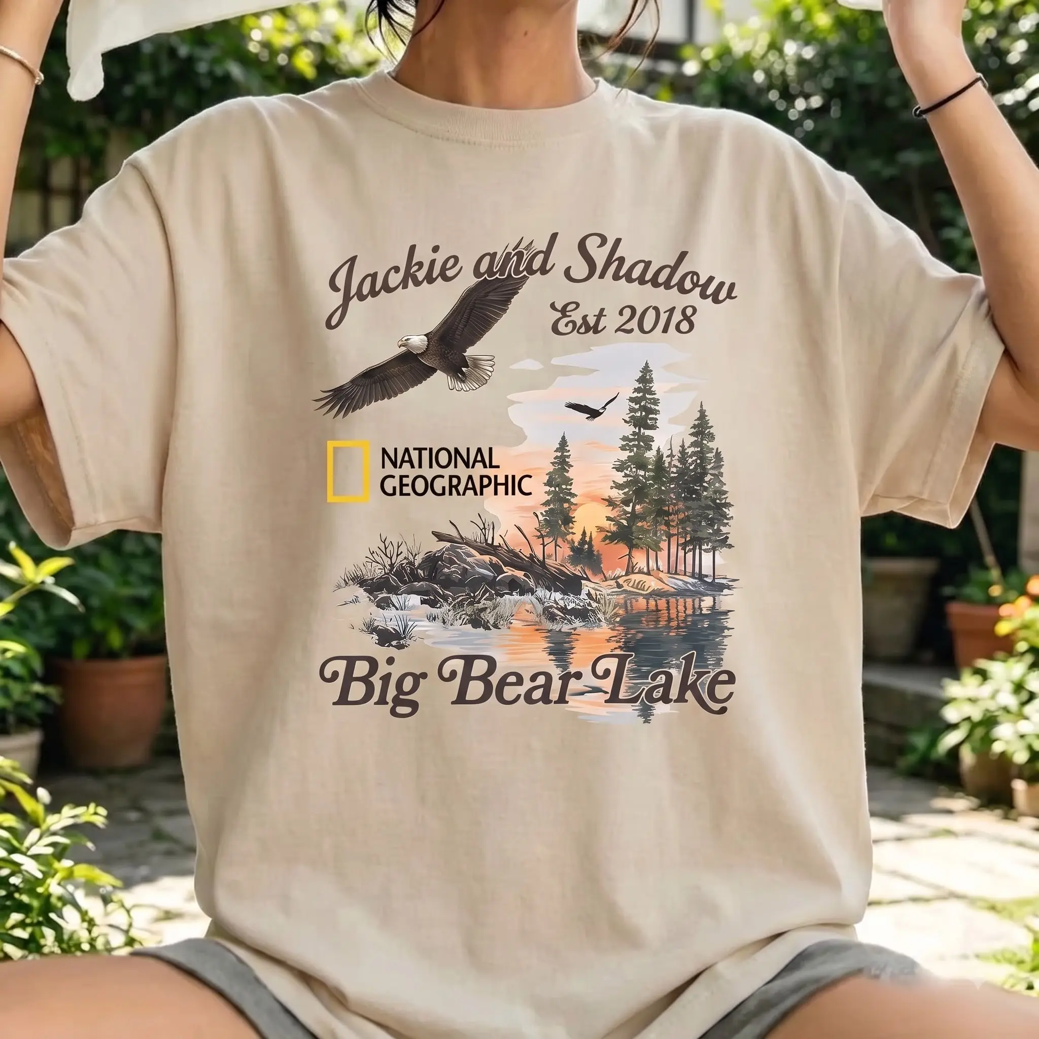 Jackie And Shadow Eagles Unisex T-Shirt, Big Bear Lake Bald Eagle Graphic Tee, Wildlife Lover Shirt, Nature Enthusiast Gift, Birdwatching Apparel, Mountain Lake Outdoor Graphic Shirt, Luxe Fashion US Closet