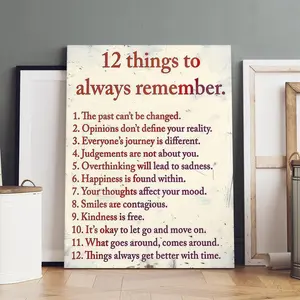Wooden Frame Canvas Poster, 12 Life Quotes Vintage Decor, Vintage Design, Modern Home Art, Waterproof Wall Decoration for Living Room, Hallway, Bedroom, Vintage Letter Print, Vintage Letters Print