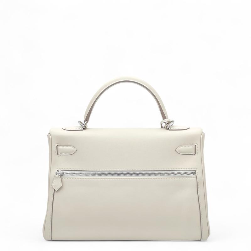 Pre-owned HERMÈS Leather tote bags Hermes Horse Shoe Lakis Kelly 32 Swift 10 Craie (jd0817a0) [Deposit 2] [Full Price $53000]