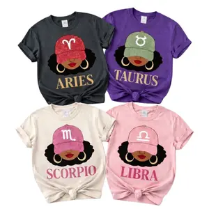 [Full 12 Zodiac T-Shirt] Zodiac Sign Graphic T-Shirt for Women, Astrology Shirt Collection, Cute Horoscope Tee, Celestial Birthday Gift, Trendy Star Sign Graphic Top