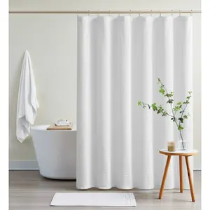 Cannon Heritage Cotton Waffle Shower Curtain White