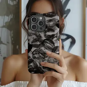 Black Kiss Print Phone Case Protective case, fun design, compatible with iPhone 17 Pro Max, 17Air, 16 Pro, 15 Plus, 14, 13, 12 and 11, TPU full screen, shockproof, stylish, scratch-resistant, soft silicone material, drop-proof gift for her