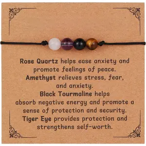 Empath Protection Bracelet Empath Bracelets Gifts for Her Natural Healing Crystal Beaded Bracelet, Tourmaline, Amethyst, Hematite, Rose Quartz, Jewelry for Best Friends Daughter Mom