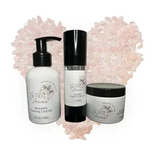 Be For Skincare NewMe Set - Trio Bundle with RenewMe Foaming Cleanser, GlowMe Vitamin C Serum & SootheMe Silk Moisturizer - Enriched with Vitamin E for Soothing & Nourishing Skin Care