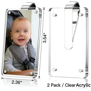 2Pcs Car Picture Holder for Sun Visor,Magnetic Acrylic Photo Frame for 6x9 Photos,Clear Snap-On Clip Photo Holders Frames for Polaroid Instax Mini,Universal Car Interior Decoration Gift for Couples Family DIY Customizable Personalized Accessory Home Decor
