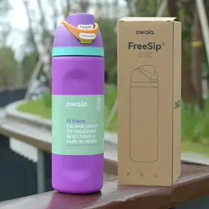 [New] Owala FreeSip 24oz Purple Bottle Straw & Wide Mouth Insulated Stainless