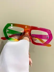 Fashionable Multicolor Thick Frame Glasses for Men and Women, Casual Style Unisex Eyewear, All Season Wear, PC Lens, Leopard Pattern Eyeglasses