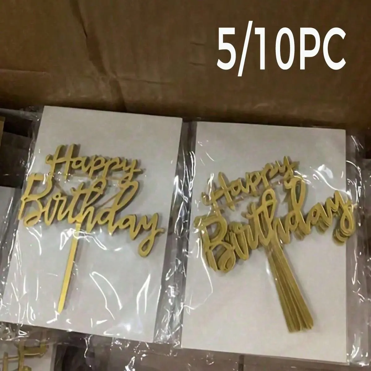 5/10 Acrylic Happy Birthday Cake Decoration Plaques, Modern Letter Pattern, Party Supplies, Creative Birthday Party Decor, Perfect Gift, Cake Decorating Supplies