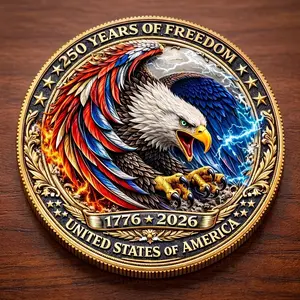 250 Years Freedom Commemorative Coin – American Eagle Token 1776-2026, USA Patriotic Metal Embossed Coin