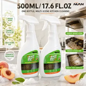 NUAN Heavy Duty Kitchen Degreaser Spray, Kitchen Grease Cleaner -For stovetops and range hoods - Removes greasestains - 500 ml/bottle Powerful Cleaner and Degreaser for Ovens, Stove Tops, Countertops and Appliances, 17 Fl Oz NATRE-Clean outdoorfun