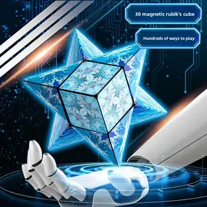 3D Stereoscopic Transformable Magnetic Infinite Geometric Shape Magic Cube Deformation Blocks - Magnetic Cubes, Children's Educational Thinking Tool, Travel Wooden Game with Multilingual Mat, Sudoku & Go Board (Christmas/Birthday Gifts)