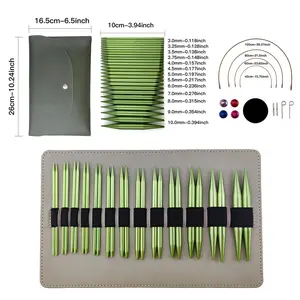 Multifunctional DIY Knitting Tool Set, Rose Removable Interchangeable Cord Head Rings, 3.0-10.0mm, 13 Pairs PU Bag