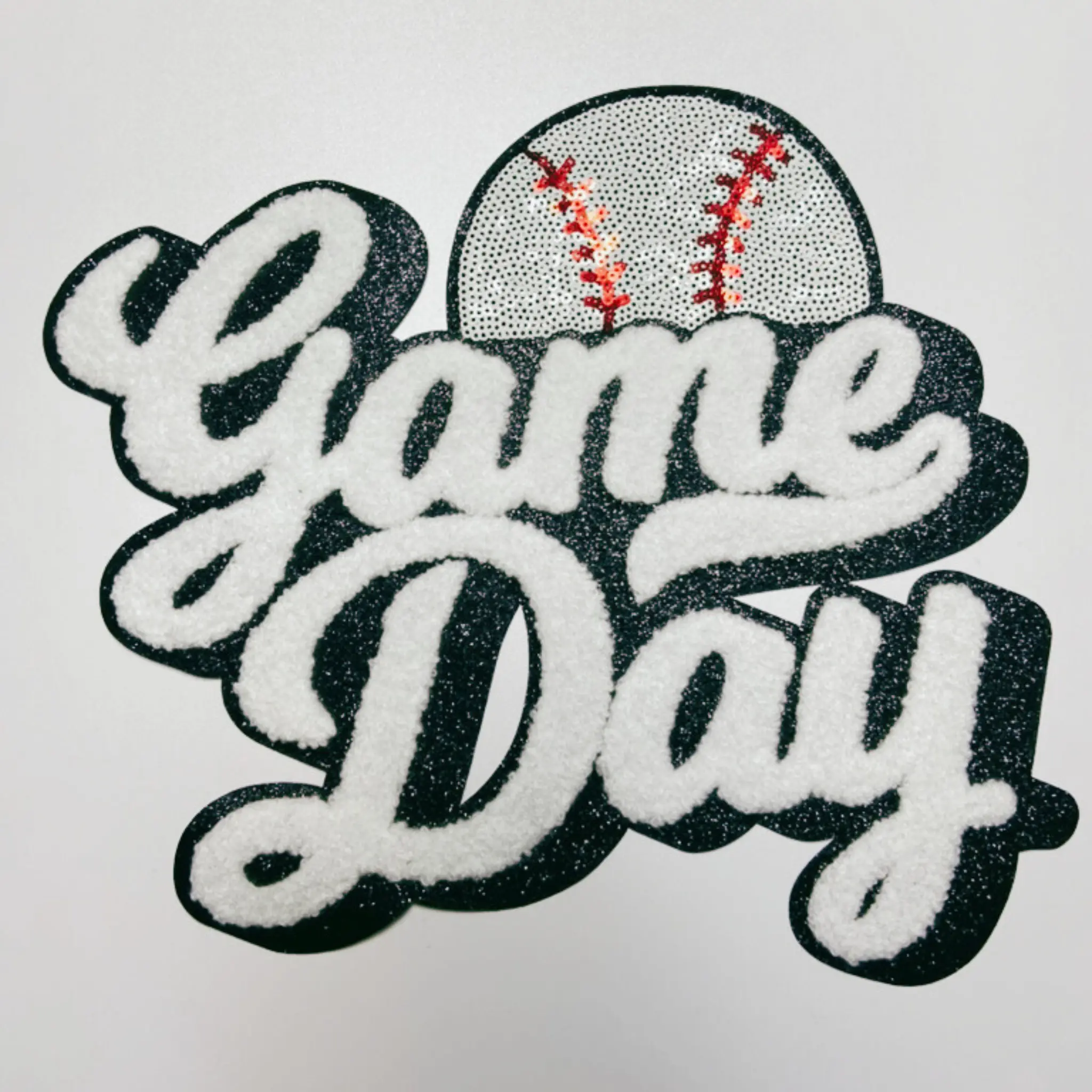 11” GAME DAY Baseball - chenille + Sequin Patch 11” GAME DAY Baseball - chenille + Sequin Patch