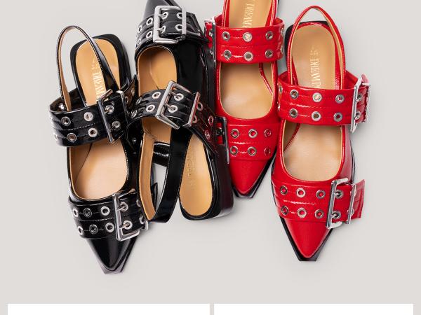 DREAM PAIRS Pointed-toe Buckle Slingback Flats