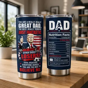 Trump Dad Tumbler 20oz, Funny Patriotic Soccer Dad Tumbler, MAGA Dad Gift, Conservative Dad Stainless Steel Mug, Father’s Day Gift