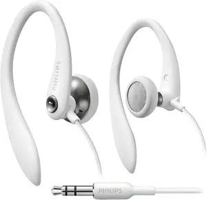 PHILIPS | Flexible Earhook Headphones White Audio Cable Durable Wired Earbud Headset with 15mm Speaker Driver and 3D Earhook for Optimum Sound Quality