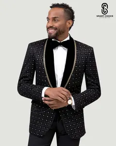 Men's Prom & Wedding Blazer Jacket with Bow Tie Black