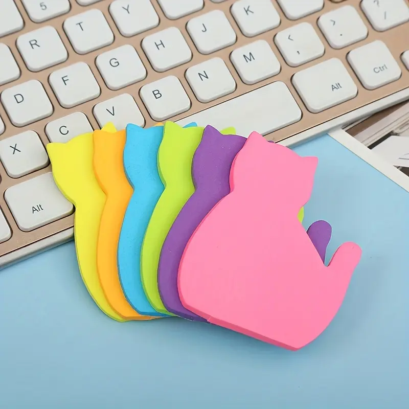 180 Sheets Cute Cat Self-Stick Note Pads 30 Sheets/Pad 4 Pad Creative Cartoon Style Removable Sticky Notes Set Adhesive Stickers 2.5*2inch Perfect For Memos & Reminders Home School Office Sticker Packs