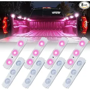 Xprite Pink LED Truck Bed Light Kits with On/Off Switch, for Pickup Exterior Interior Rock Neon Lights, Footwells, Running Boards, Cargo, Underglow, Tonneau Cover, Rail Lighting - 8 PCs