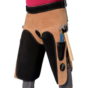 Equine Care Leather Farrier Apron for Hoof Trimming - Professional Chaps with EVA Padding and Knife Pockets