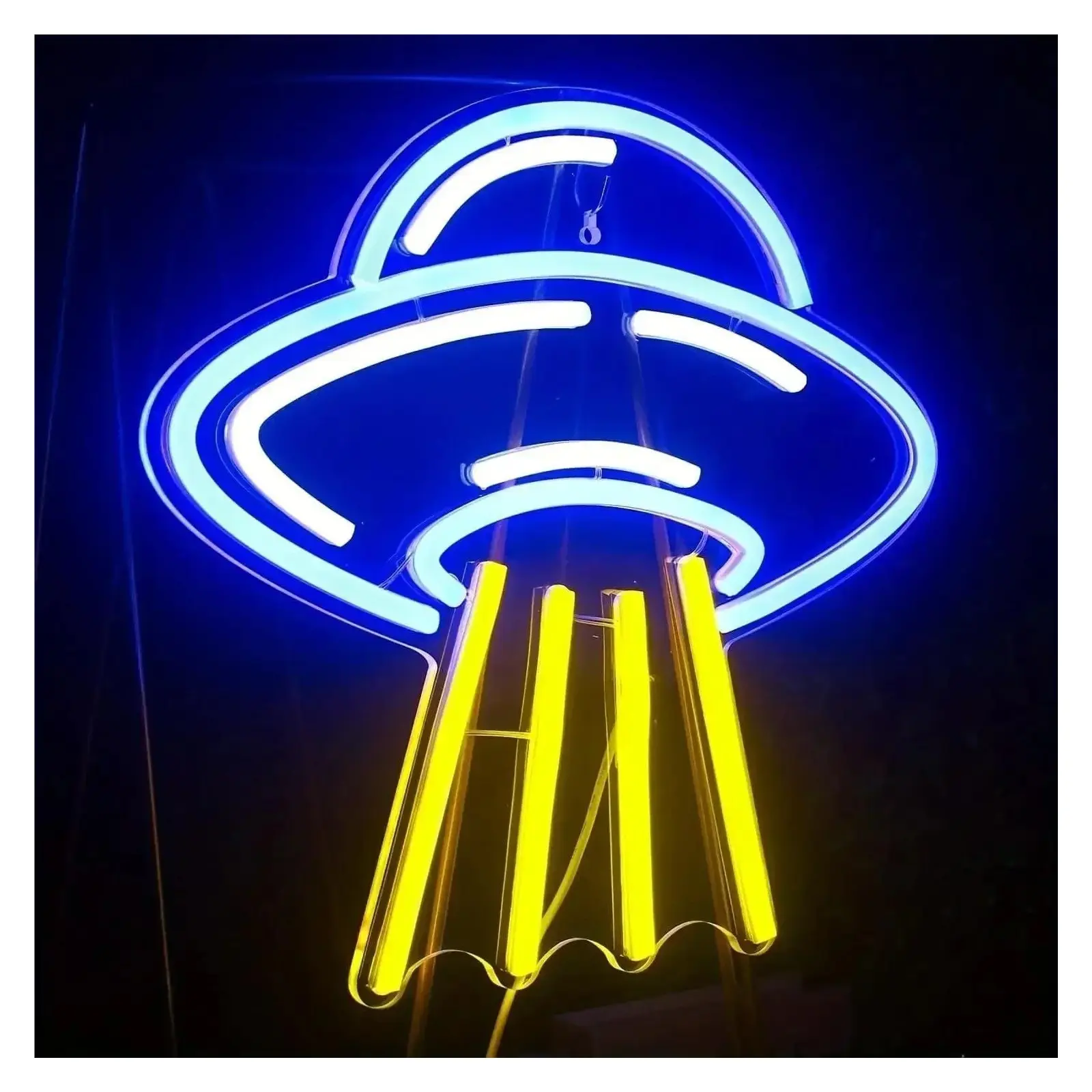 Sign Illuminated UFO Alien Spaceship LED Neon Light For Wall Decor For Bedroom Kids Astronomy School Science Museum Decoration 35cm×33cm Sign Lamp