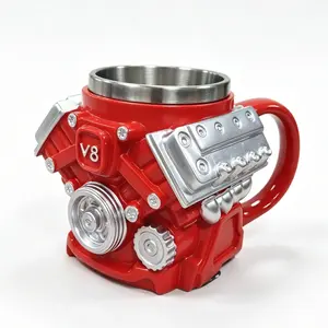 10oz Aesthetic V8 Engine Block Tumbler - Personalized Stainless Steel Coffee Mug, Kitchenware Drinkware, Father's Day Gift for Men